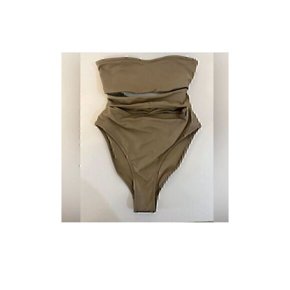 SKIMS PLUS SIZE RECYCLED CUT OUT STAPLESS MONOKINI DESERT SWIMSUIT 4X - Picture 5 of 5